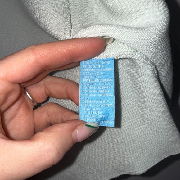 J. Mclaughlin Cropped Open Front Ribbed Cardigan - Seafoam Blue M - Picture 6 of 6